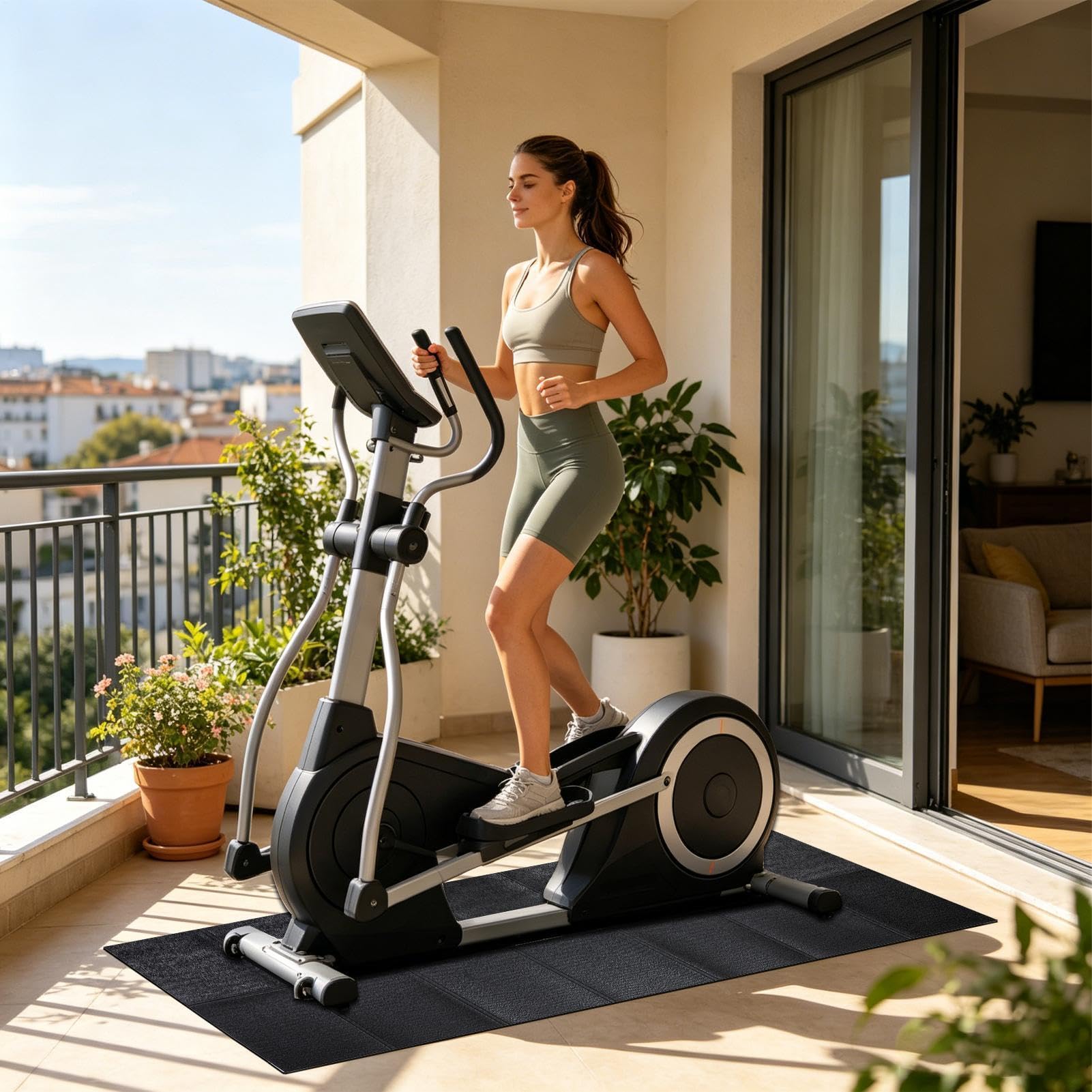 Tappetino Per Tapis Roulant Su Moquette Antivibrazione Resistente per Uso | Tappetino Proteggi Pavimento per Cyclette per Ellittica Spin Bike Allenamento Panca Palestra Domestica Ufficio
