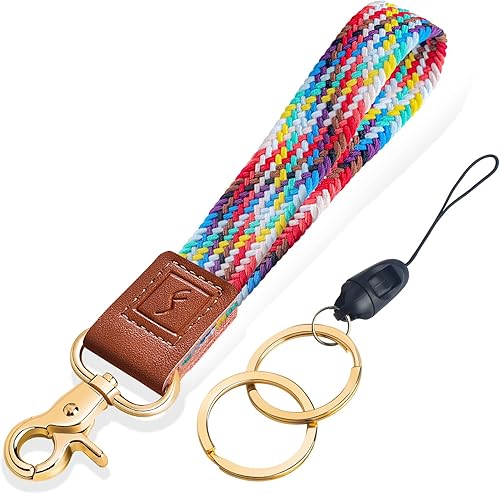 Llavero de pulsera trenzada (arcoíris)