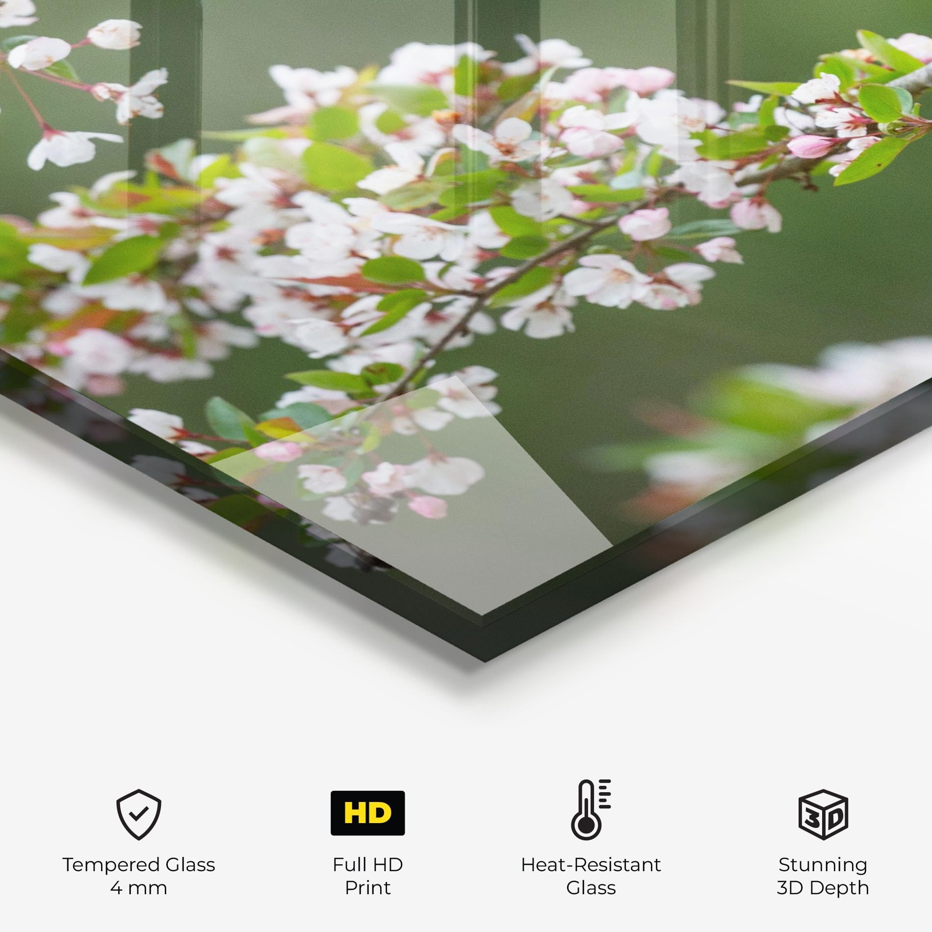 ARTHUB® Crédence de Cuisine en Verre 60x150 cm, Spring Flower Trees | Protection Contre Les éclaboussures, Revêtement Mural en Carreaux, Plaque en Verre, Verre trempé, Paysages, Printemps