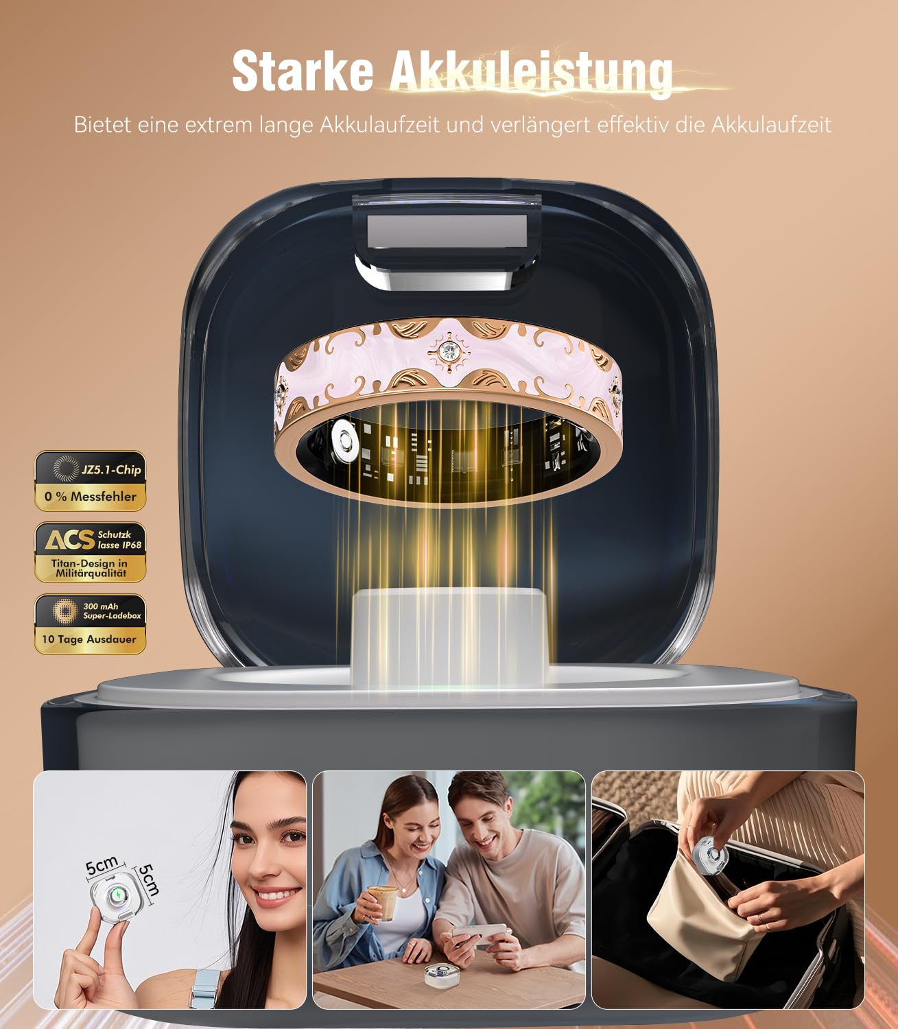 2026 TOP 1 9.0 Smart Ring e custodia di ricarica. 【Industry First – 0 errore di misurazione】【IP68 impermeabile】 Anello intelligente da uomo e da donna per monitoraggio del sonno, dispositivo