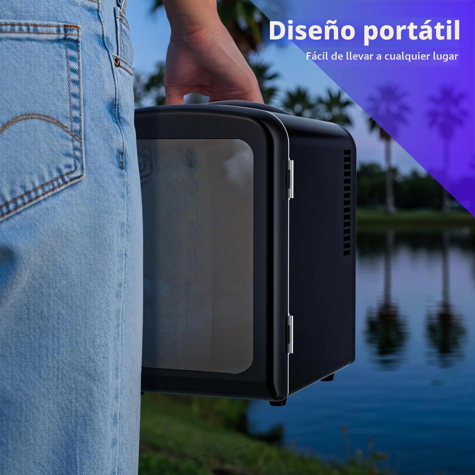 Antarctic Star Mininevera compacta con luz de juego, 4 litros/6 latas, mini nevera portátil para dormitorio, coche, oficina y dormitorio, nevera cosmética pequeña