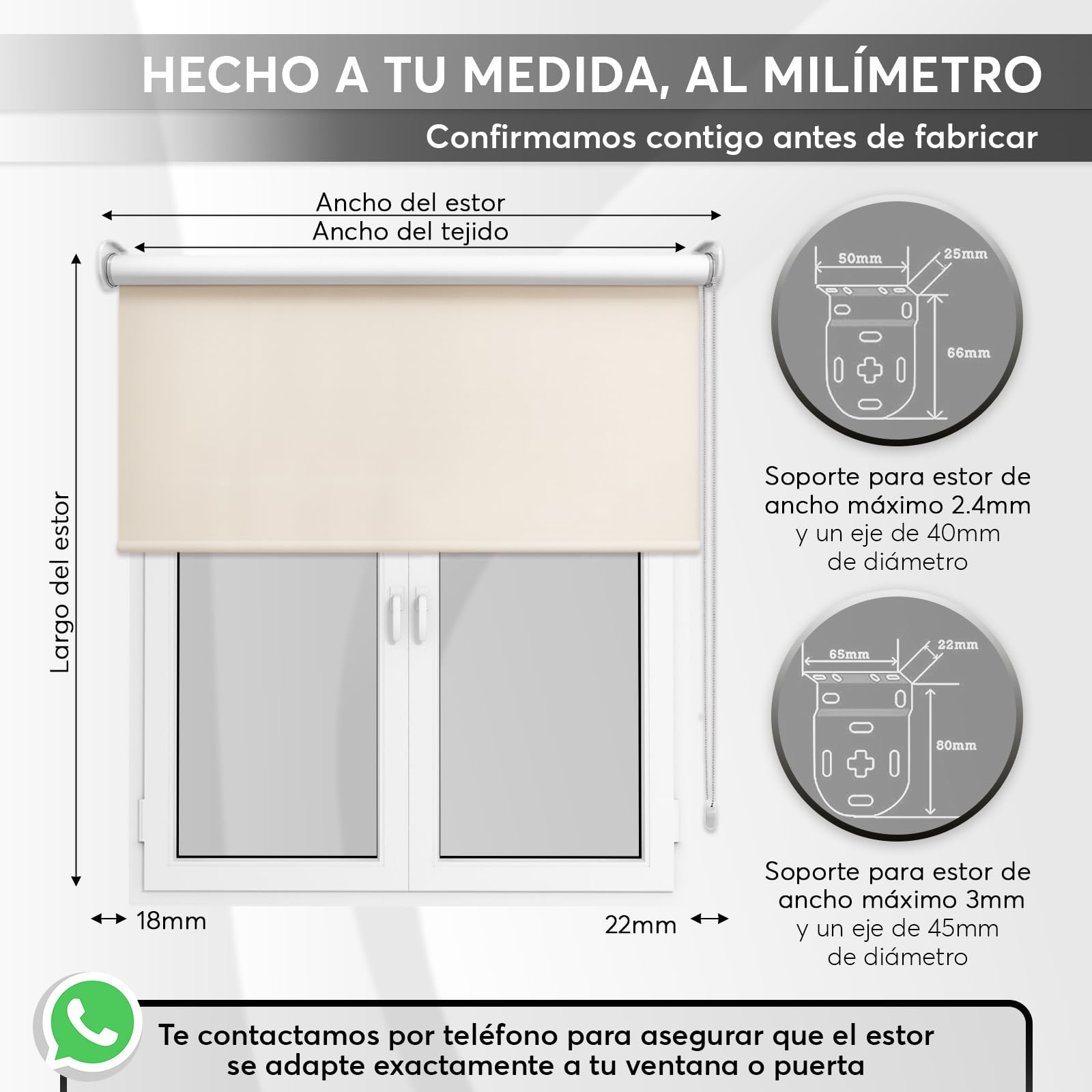 DECORESTOR Estor Enrollable Opaco Térmico a Medida 220 x 160 - Arena - Persiana Blackout para Ventanas y Puertas - Interior y Exterior - Bloquea 100% Luz y Aisla Temperatura - Ideal en Pared o Techo — view 2
