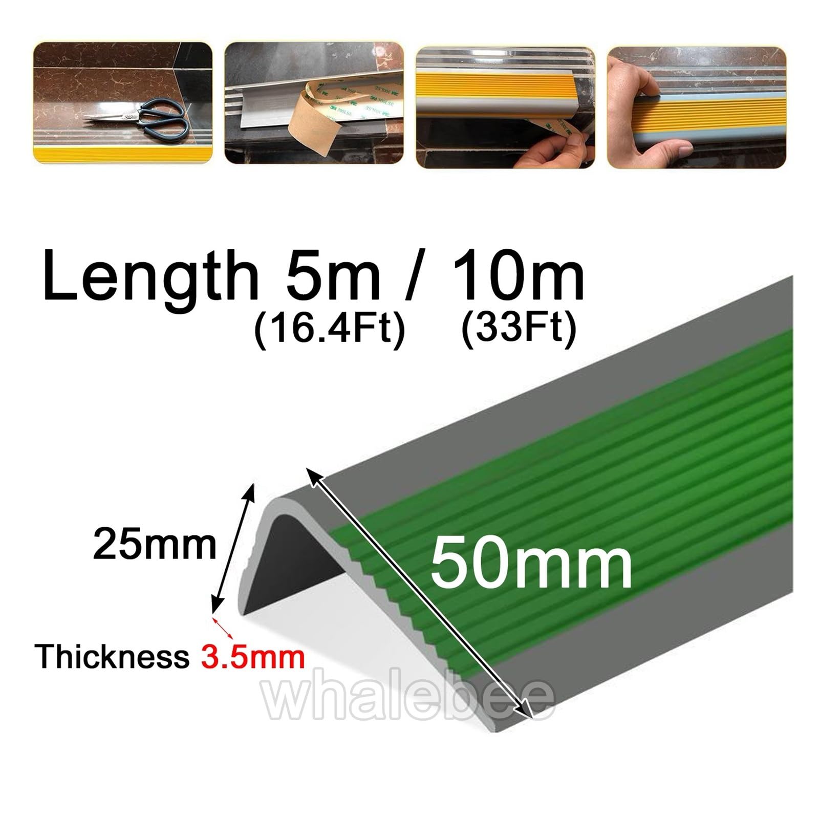 Strisce Antiscivolo Per Gradini, Protezione Bordo Scale 5m10m Autoadesivo
