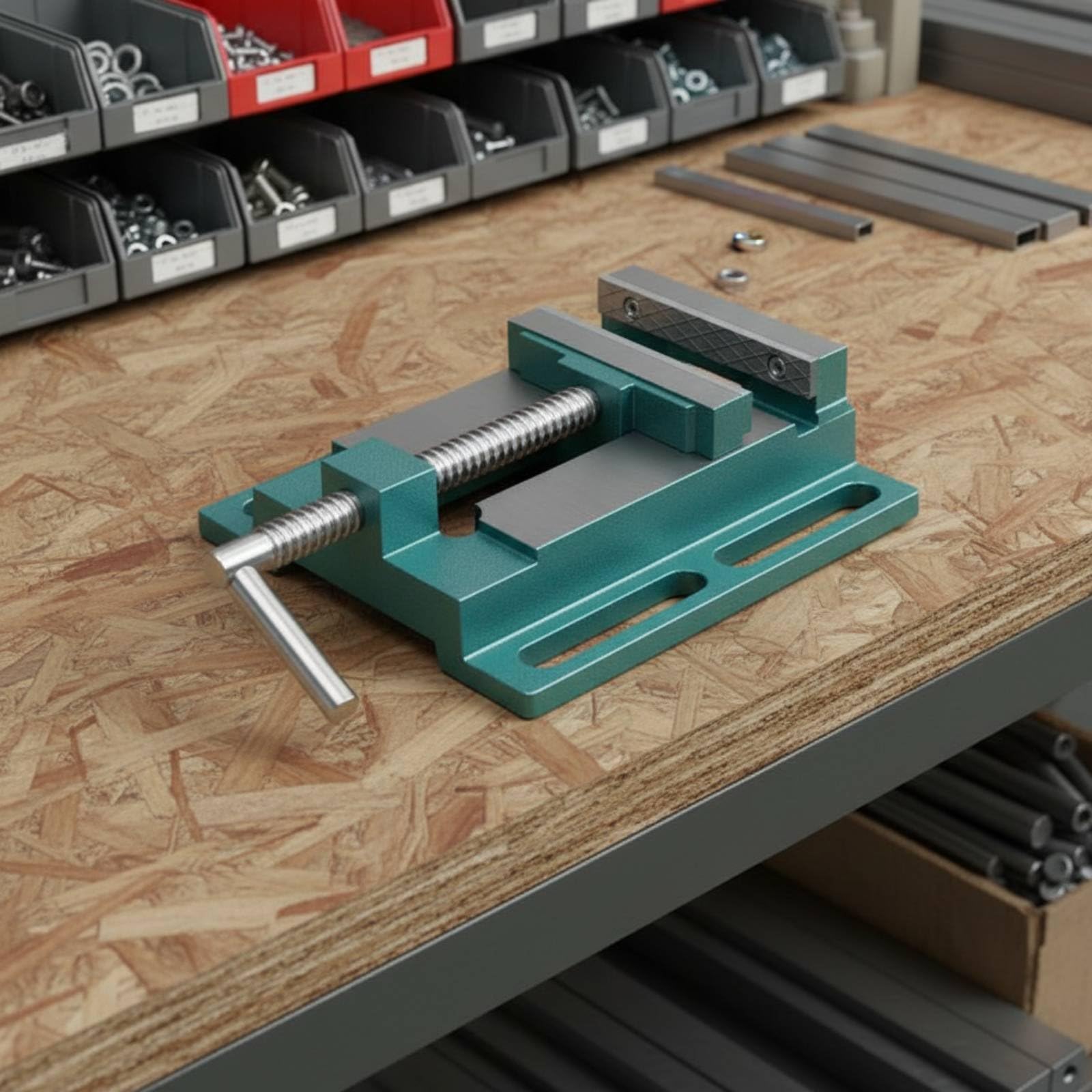 Tornillo de Banco de Hierro de Mesa Morsa de Taller Tornillo de Banco con Mordazas Planas Mecanizadas y para Ajuste Suave Adecuado para Manualidades, 5 Pulgadas