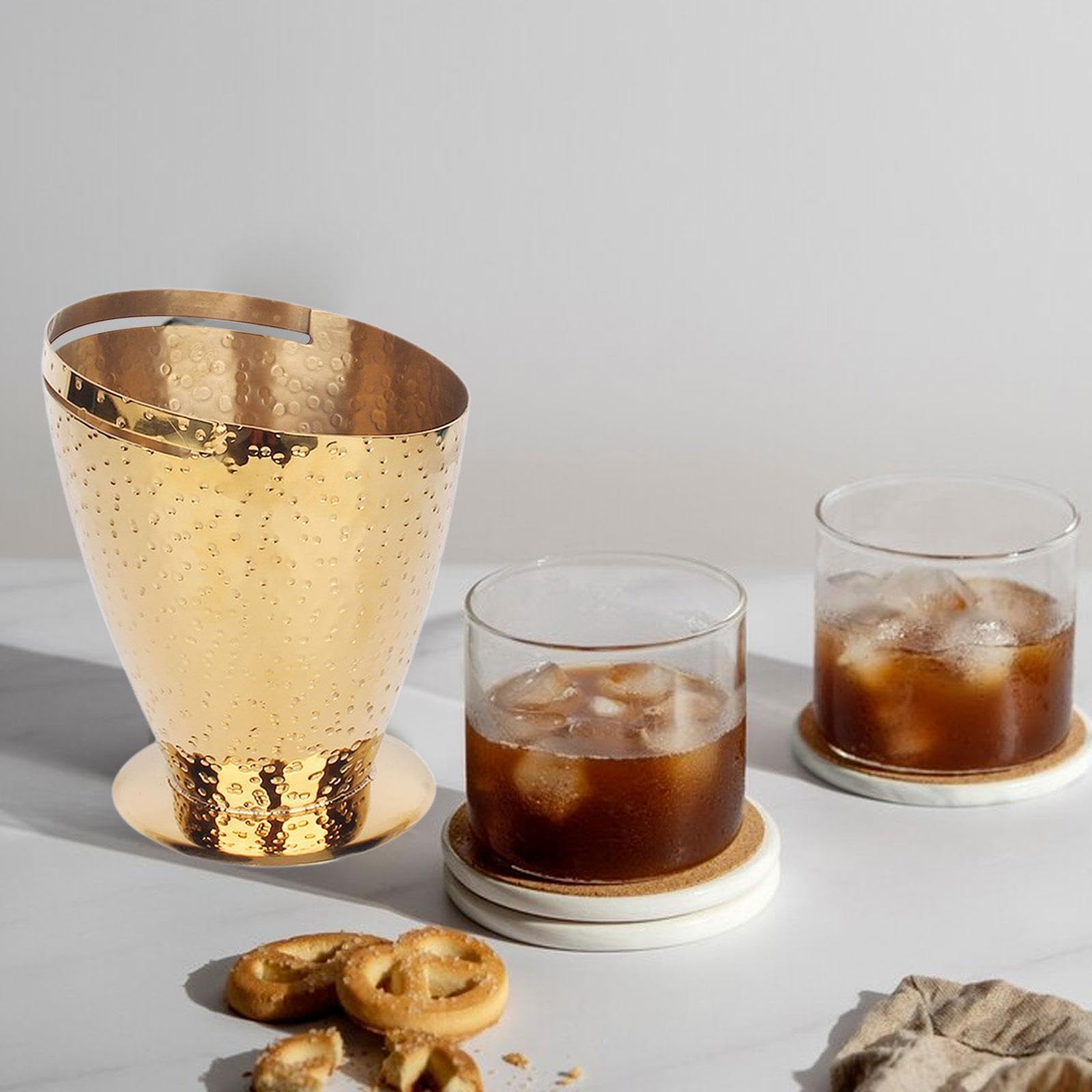 Cubitera, Recipiente para Hielo, Cubeta para Bebidas a Prueba de Fugas, Cubeta para Bebidas para Barbacoa, Comedor, Hotel, Picnics, Artículos Nocturno, Oro, tal como se describe