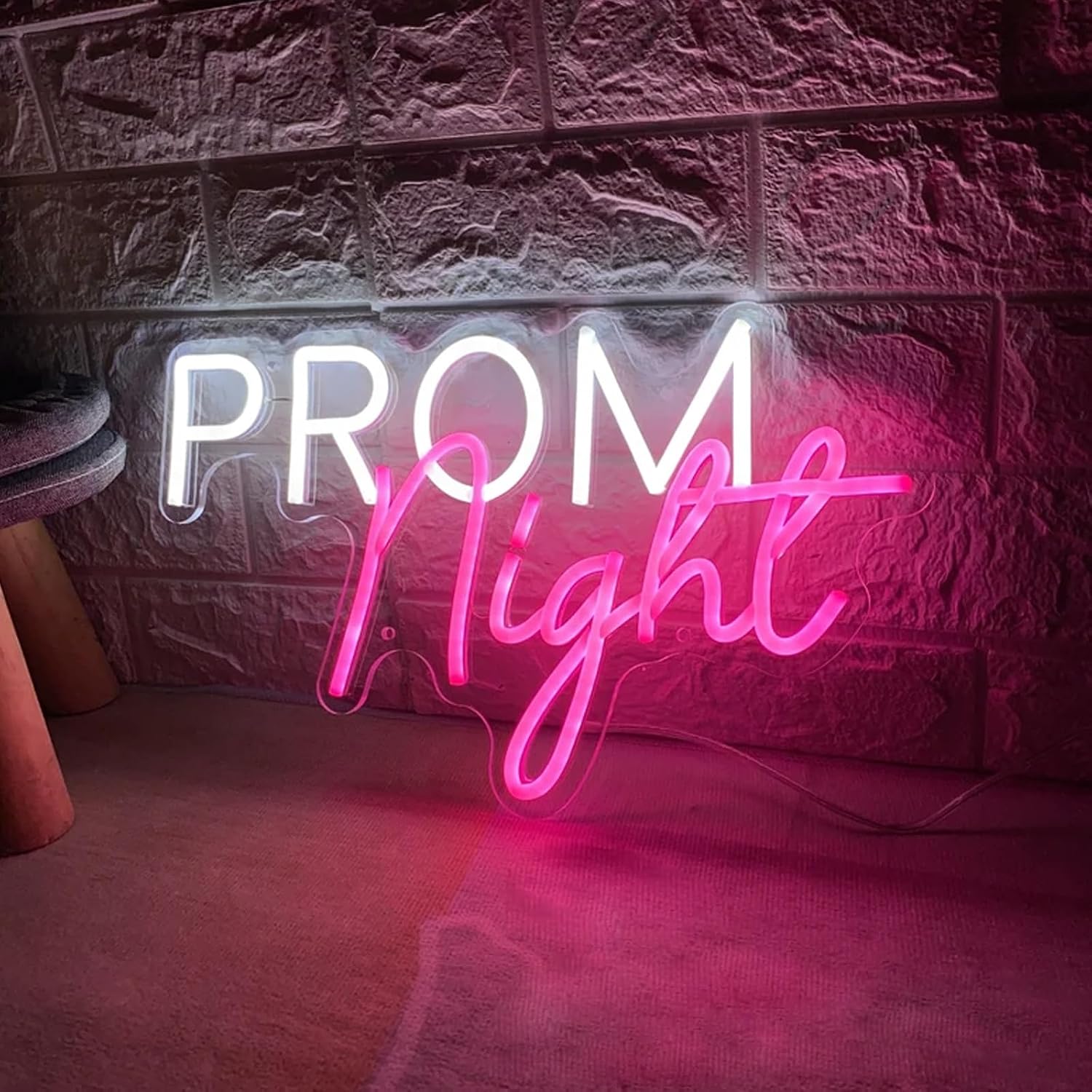 Prom Night Neon Sign LED Prom Night Light Up Signs Wall Decor for Backdrop Class of 2026 Graduation Ceremony Party Decoration Sizes: 23.5 x 14 inches