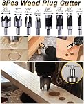 Rocaris 32 Pack Woodworking Chamfer Drilling Tools, Including Countersink Drill Bits, L-Wrench, Wood Plug Cutter, Step Drill Bit, Center Punch, Cutting Twist Drill Bits