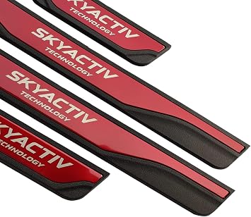 マツダ 2 3 6 Cx-5 Cx-30 Cx-50 Cx-60 ドア敷居トリムガードプロテクター Skyactiv レッドスタイルアクセサリー カーキックプレート 4個