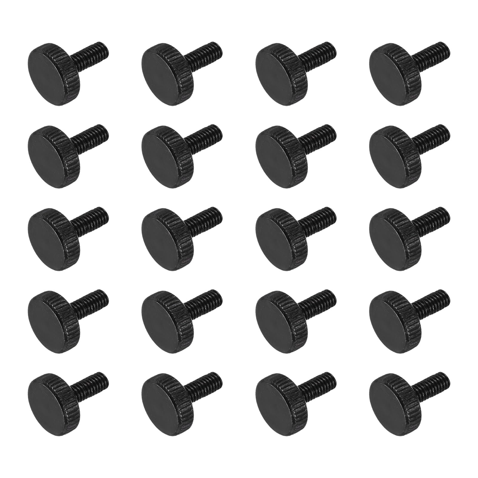 sourcing map M4x8mm Knurled Thumb Screws, Black Steel Flat Head Thumb Screws Zinc Plated Metric Knurled Head Bolts Grip Knobs Hand Tighten Thread Fasteners, 20 Pcs โ image 1