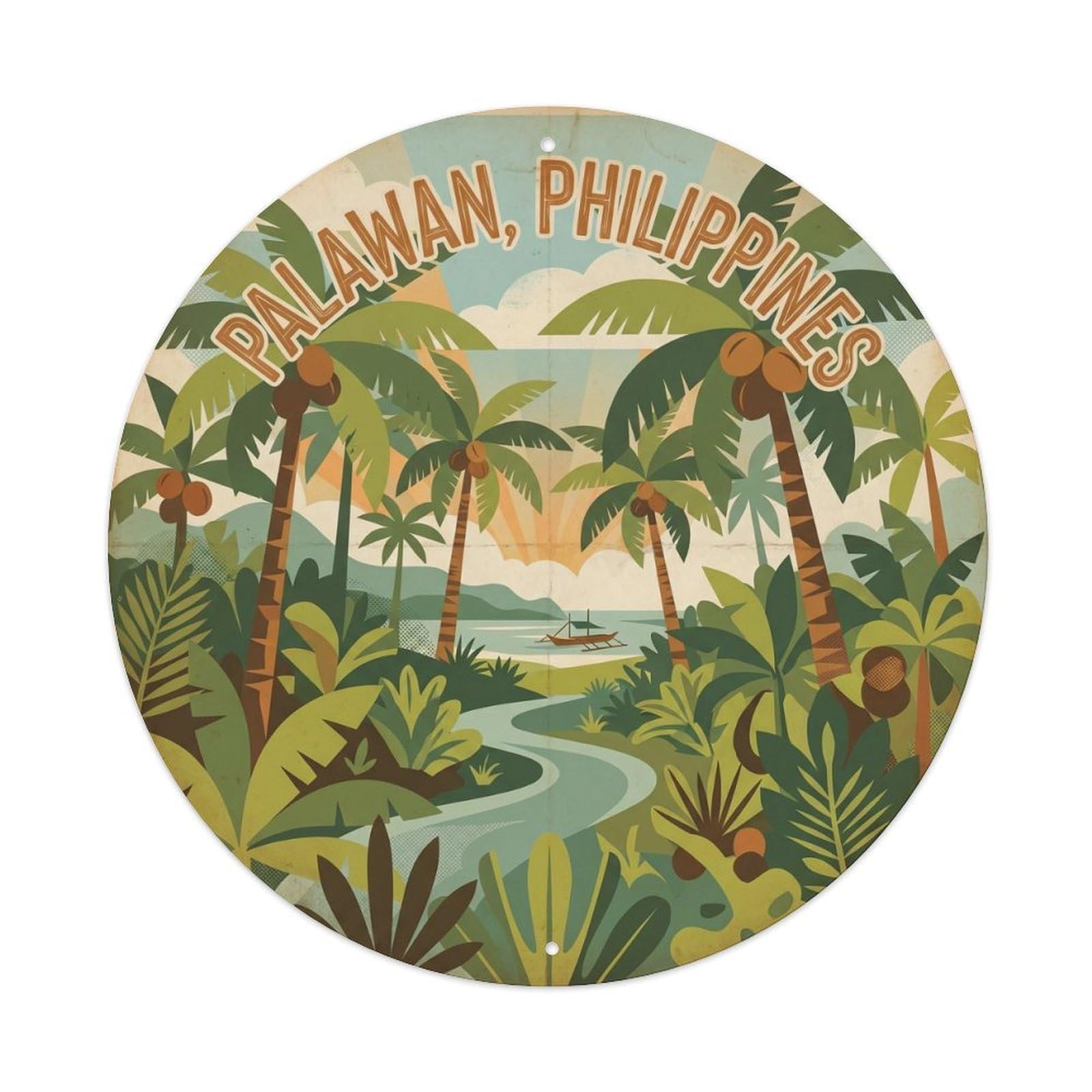 Palawan Palm Grove Philippines Travel Tropical Beach Metal Tin Sign