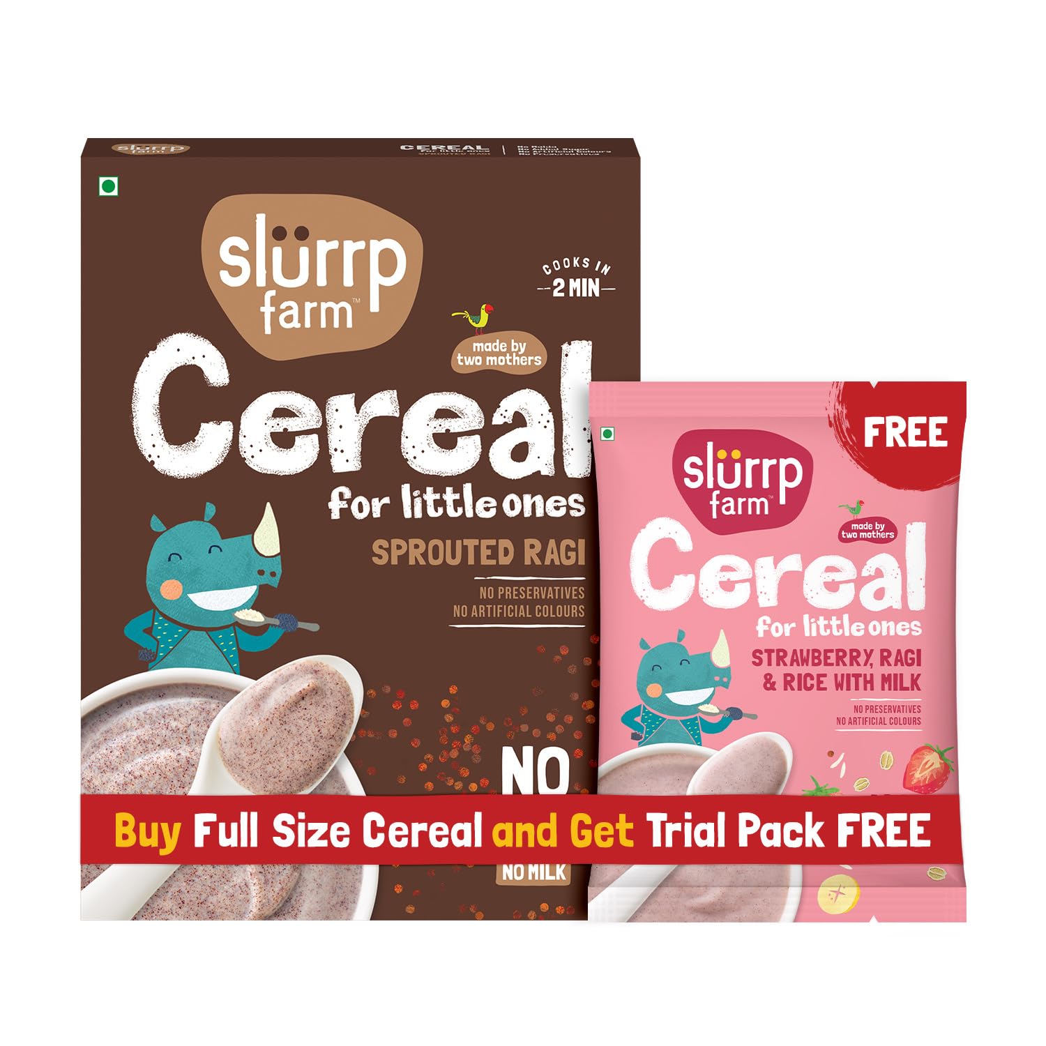 Slurrp Farm No Added Sugar, No Salt, Sprouted Ragi Powder | 100% Natural Ragi Flour | Free Strawberry Cereal Trial Pack | 250g + Free 50g-image-20