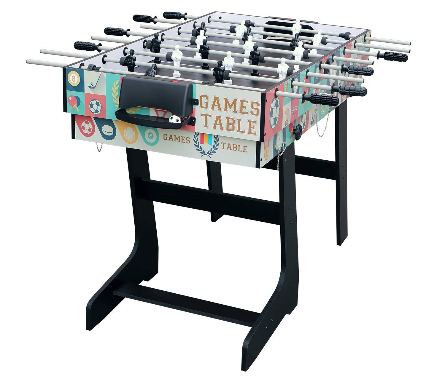 Tavolo da gioco 121.5 x 61 x 81,3 cm pieghevole 4 in 1 – -Calcio Balilla /tavolo da ping-pong/Air Hockey/tavolo da biliardo