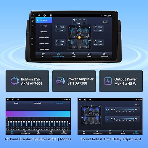 Miniatura 6 de Eonon Estéreo de auto Android 10, estéreo para auto CarPlay y Android, radio de coche de 9 pulgadas compatible con BMW Serie 3 1999-2005 (E46),