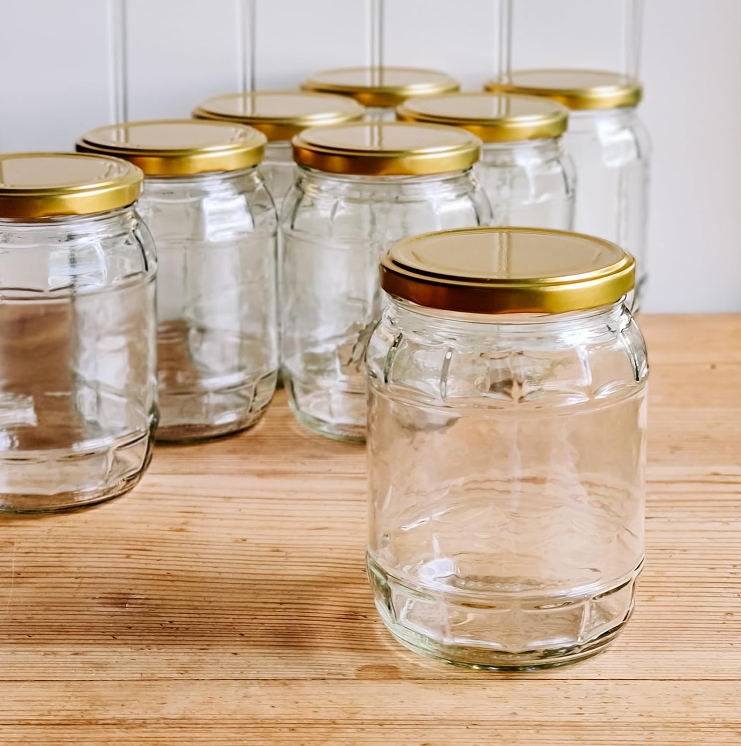 Weck Lot de 40 bocaux de conservation en verre avec couvercles à visser et étiquettes Doré 720 ml