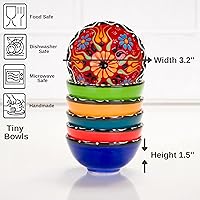 Vista 3 de BCS Juego de 6 cuencos de cerámica pequeños para inmersión, tabla de preparación de cocina y charcutería, plato de salsa de soja, platos decorativos