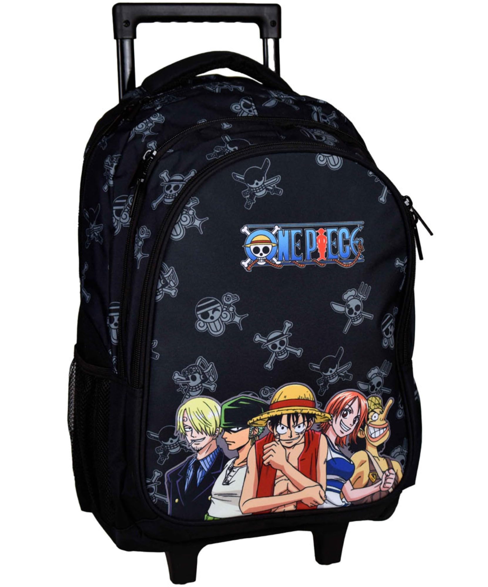 PRESTIGE & DELUXE Trolley Bag Sac à dos scolaire One Piece Noir + porte-clés personnage, multicolore, standard, Trolley