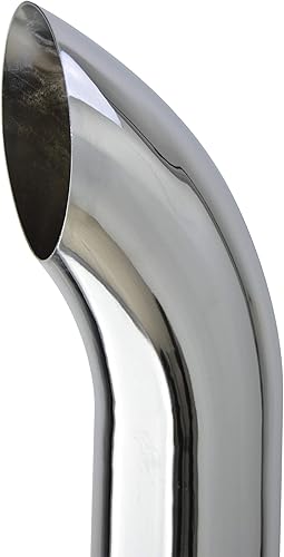 Miniatura 3 de Tubo de escape cromado de 5 "DIA, 18" de longitud curvada, parte inferior acampanada con ranura
