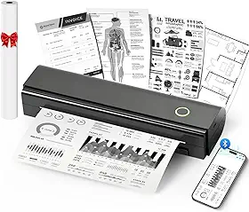 Impressoras portáteis NDYIN sem fio para viagens, impressora térmica sem fio N80 Bluetooth sem tinta, suporta 21,6 cm x 28 cm US Letter & A4, compatível com iOS, Android, laptop