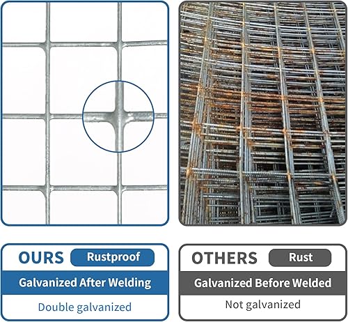Miniatura 4 de Rollo de malla soldada galvanizada de 48 pulgadas x 100 pies y 12 pulgadas para jaula de conejo de jardín, color plateado