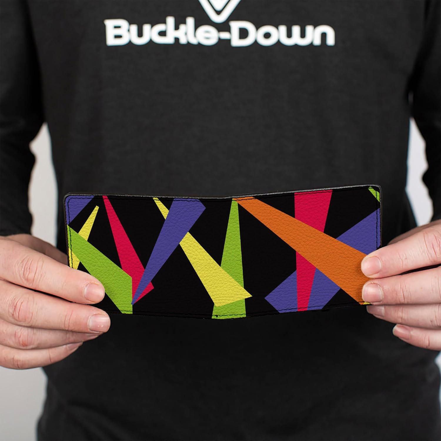 Buckle-Down Men's Standard Wallet, Bifold, Spotlight Black Multi Neon, Vegan Leather, 4.0" x 3.5" - Image 4