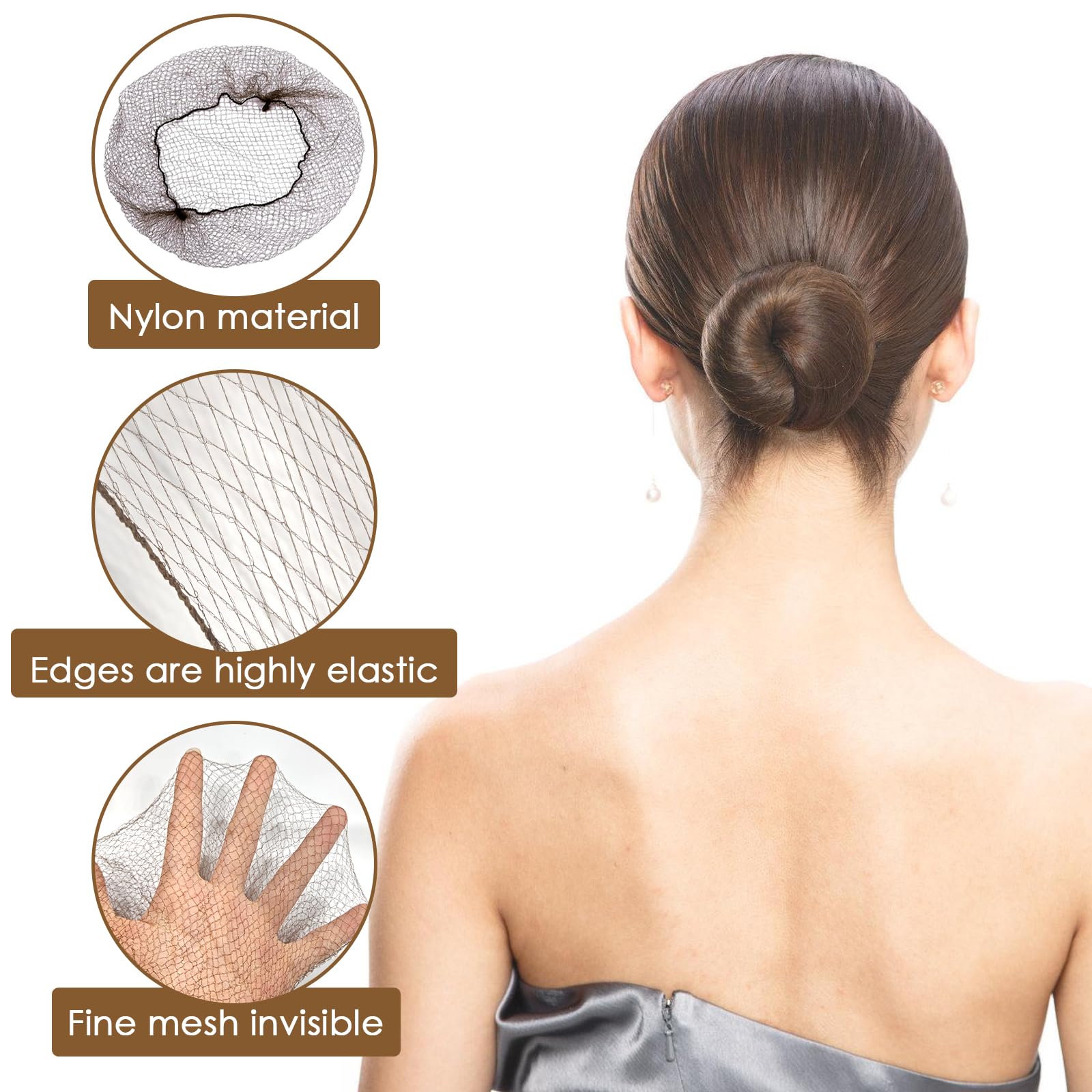 Retina per Capelli Chignon 30 Pezzi con 10 Elastici 10 Fermagli a U per Parrucche Acconciature