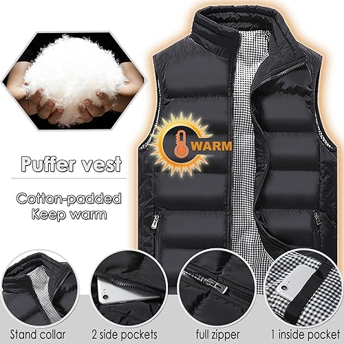 Miniatura 2 de XinYangNi Men's Padded Down Vest Winter Casual Work Sports Travel Outdoor Outerwear Vests Sleeveless Jacket Pockets