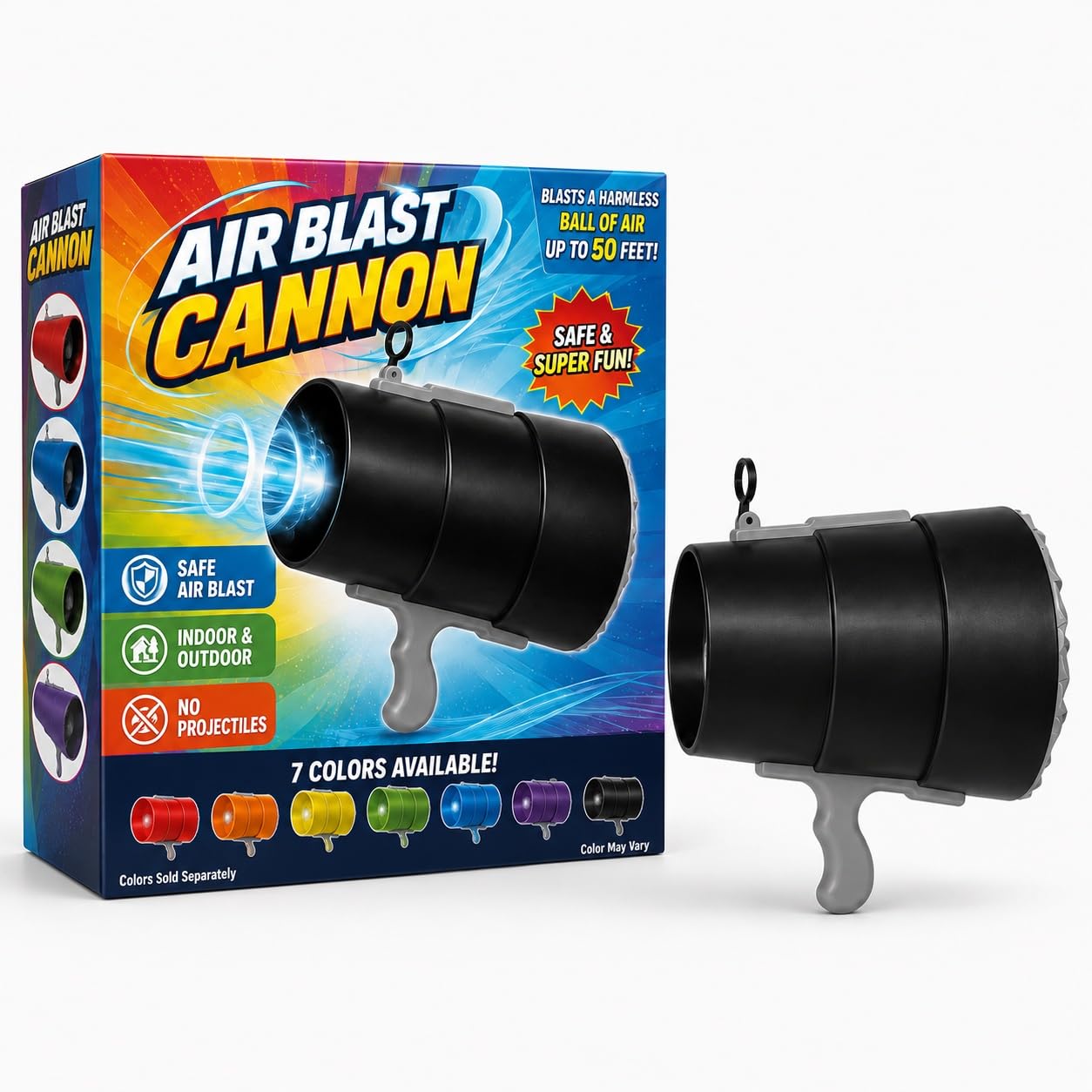Air Blaster Toy for Kids & Adults, Invisible Air Ball Launcher Shoots Over 20 Feet, No Batteries Needed Air Power Toy for Indoor Outdoor Games, Fun Party Gift Bullet Points (Black) — image 1