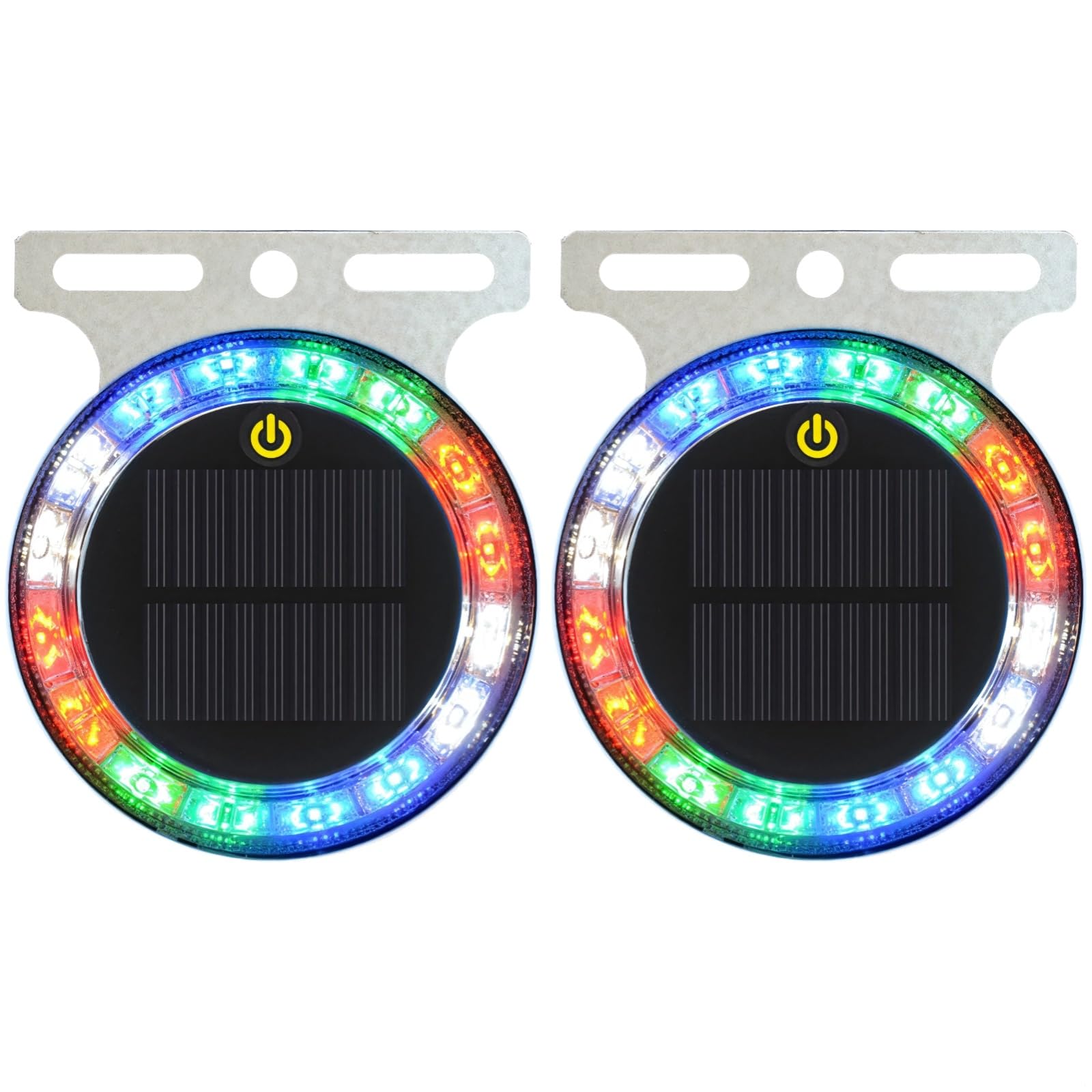 Multi-Mode Flashing Solar Led Car Light, 10.5 Cm Round, 2-Pack, Abs Stainless Steel Construction