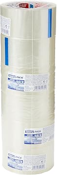 tesapack 57167-00000-05 Packing Tape, Strong Packaging Tape for Medium to Heavy Parcels and Boxes, 66 m x 50 mm - Clear, Pack of 6