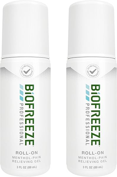 Biofreeze Professional Pain Relief Roll On, Knee & Lower Back Pain Relief, Arthritis Pain Reliever, Neck Pain Relief, Cooling Joint Pain Relief, Roll-On Menthol Gel 3 Fl Oz (Pack of 2) - 1