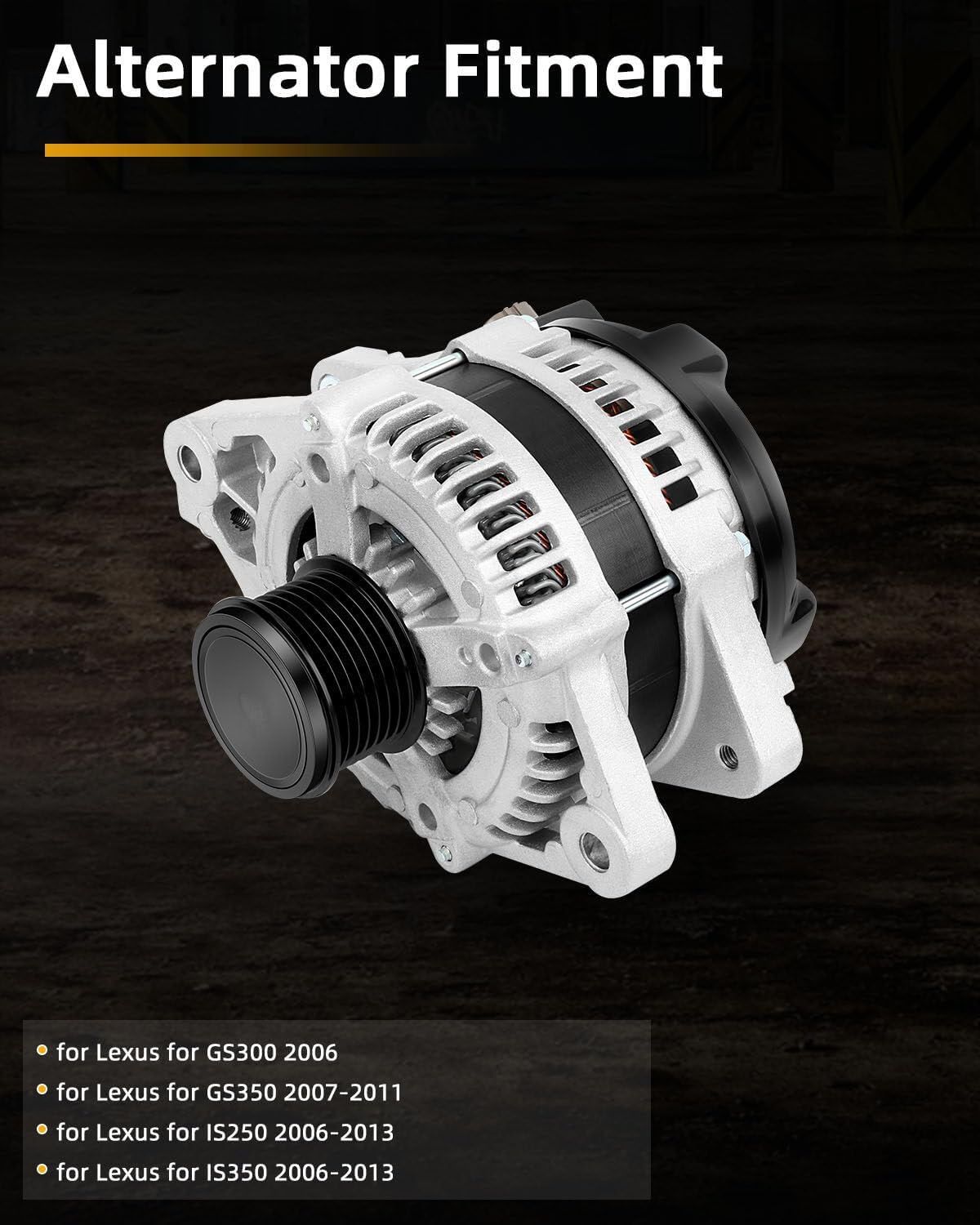 OCPTY Alternator 11196 Fit for Lexus for GS300 2006,for Lexus for GS350 07-11,for Lexus for IS250 06-13,for Lexus for IS350 06-13,2.5L 3.0L 3.5L V6 Replaces 104210-2050 104210-2051