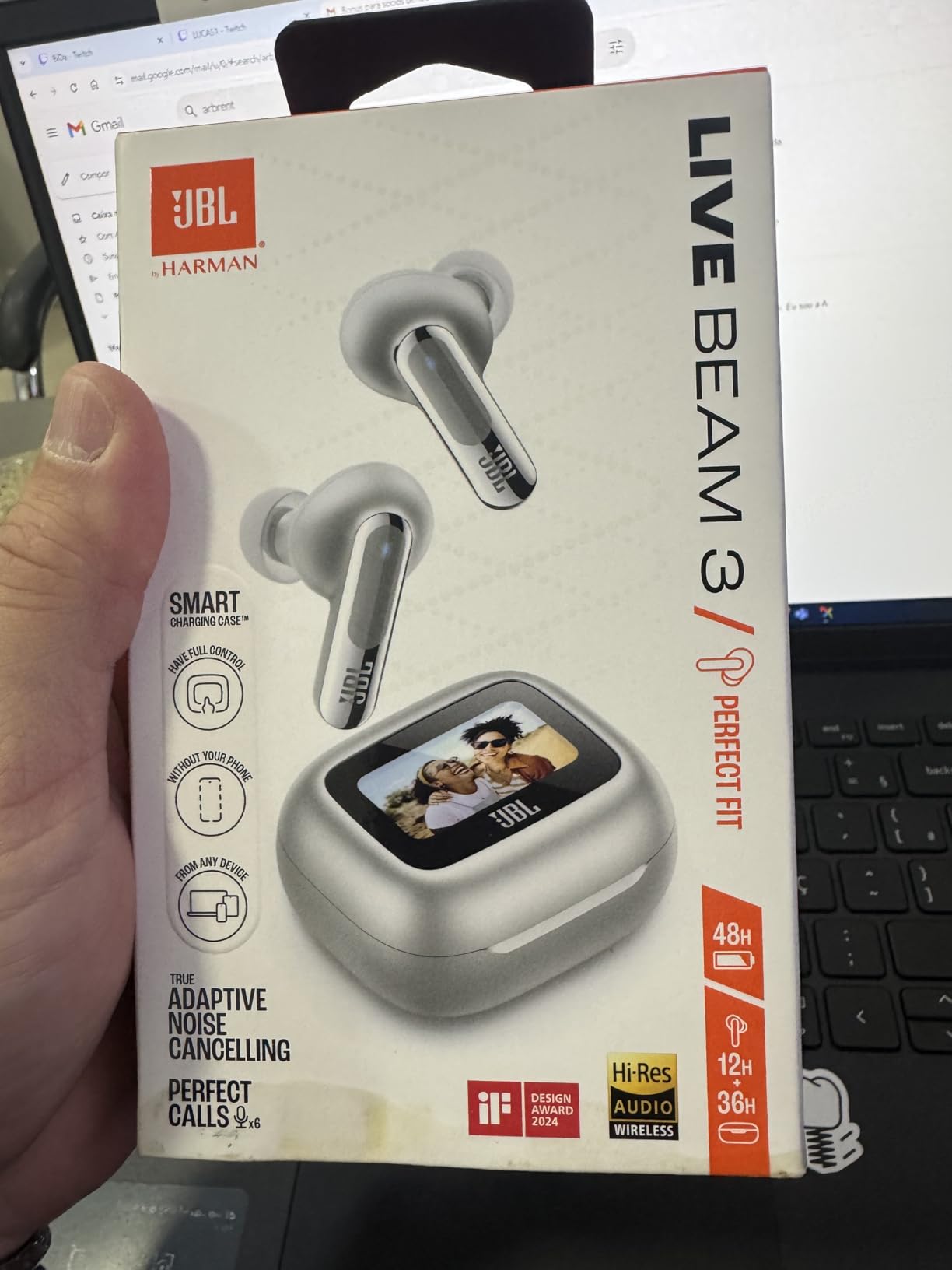 JBL, Fone de Ouvido Bluetooth, Live Beam 3, In-ear, Tela de 1.45″, Cancelamento de Ruído – Prata JBL, Fone de Ouvido Bluetooth, Live Beam 3, In-ear, Tela de 1.45″, Cancelamento de Ruído – Prata