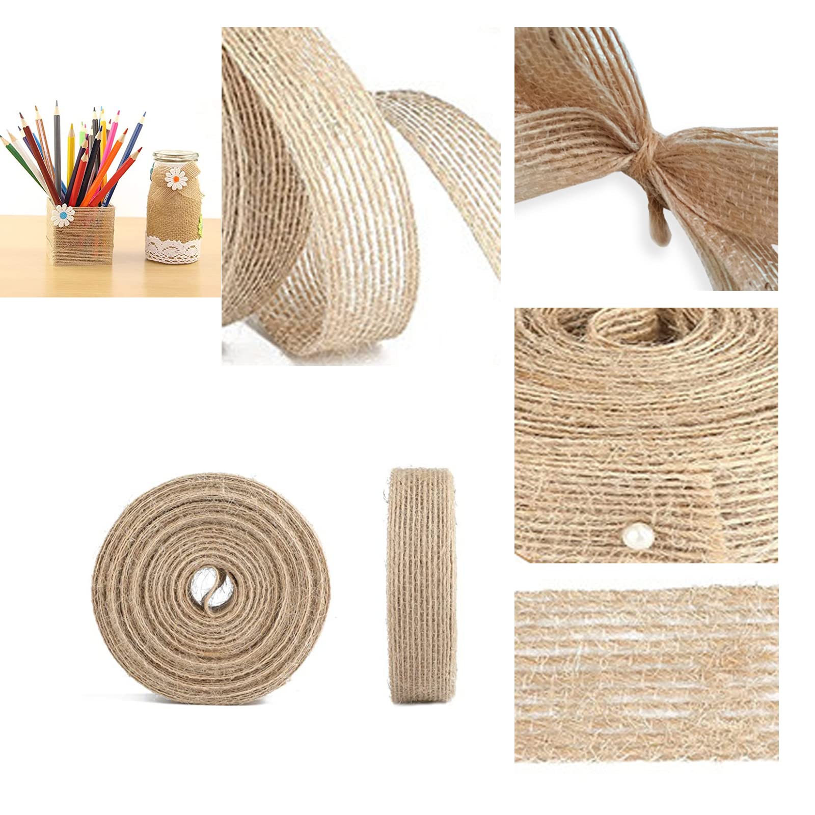 Ruban Toile De Jute Naturel 10cm X 20m - Ruban Jute Vintage Pour Cadeaux, Mariages Et Décorations