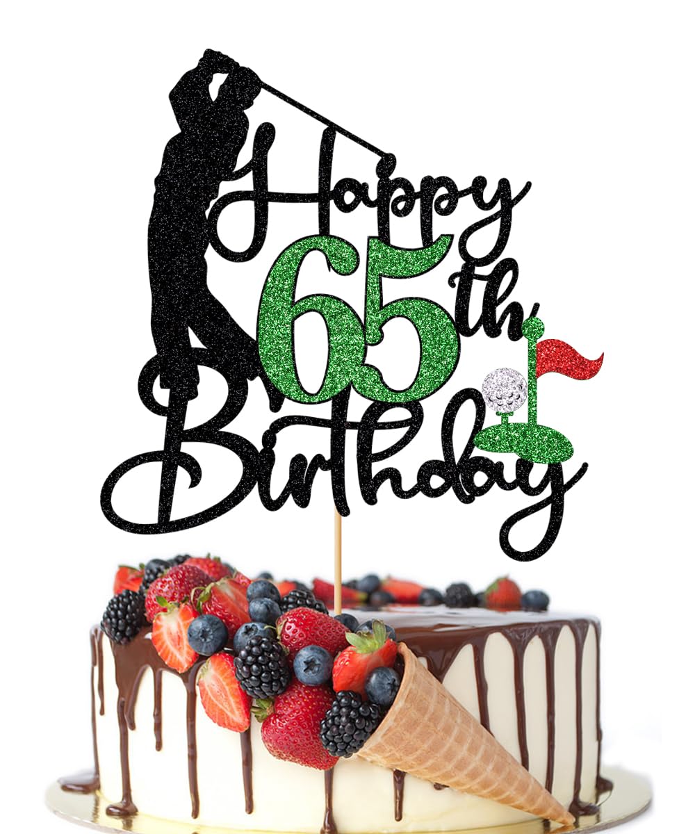 Crseniny Golf Happy 65th Birthday Cake Topper, Golfer/Sports Themed Birthday or Retirement Cake Decorations,Golf Sixty-five 65 Years Old Ball Player 1961 Sport Themed Bday Party Supplies