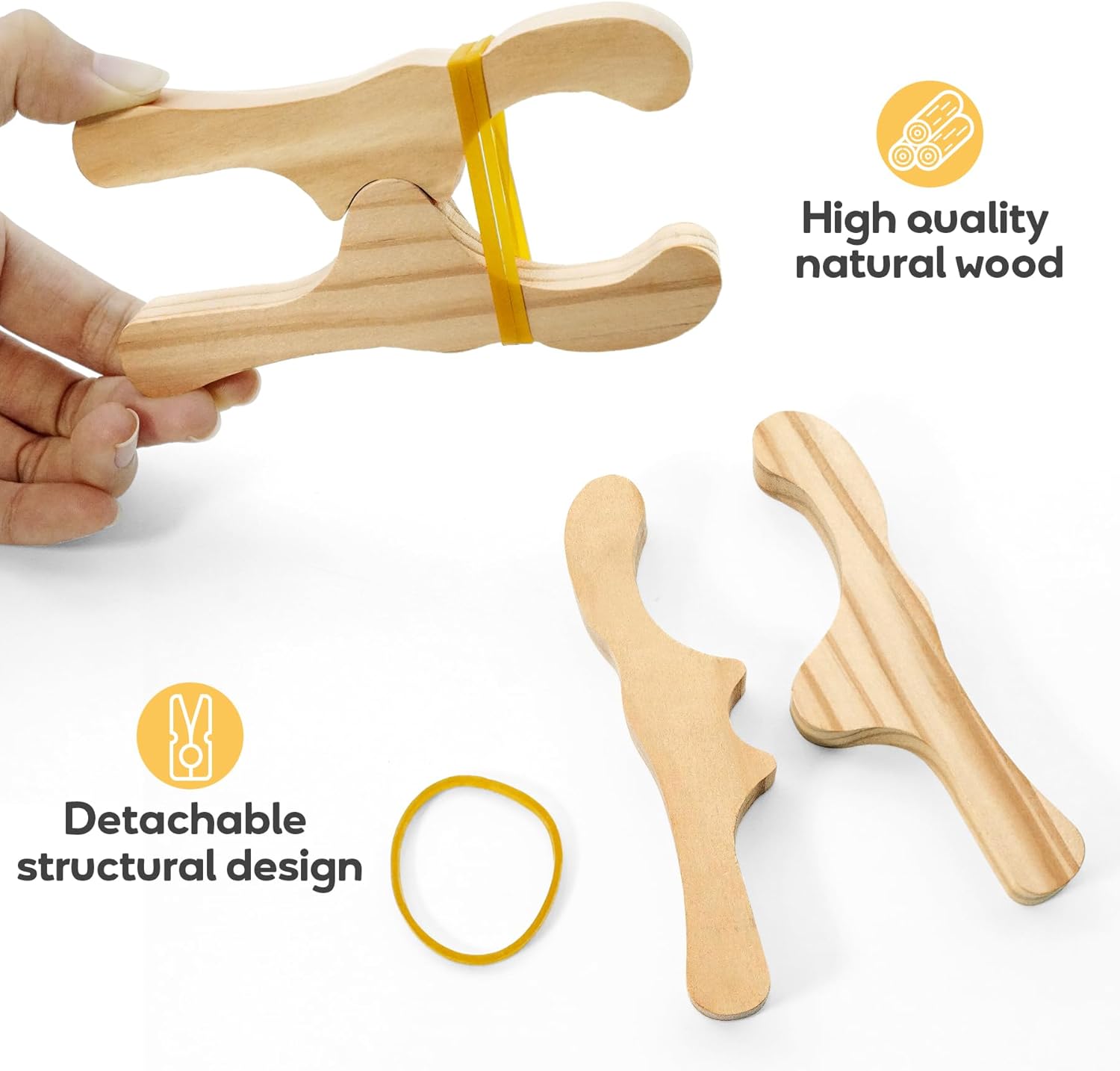 5 Pcs Wooden Play Clips Set for Kids Montessori and Waldorf Fort Building Clips, Handmade Wooden Clips for Play Silk & Blanket Construction