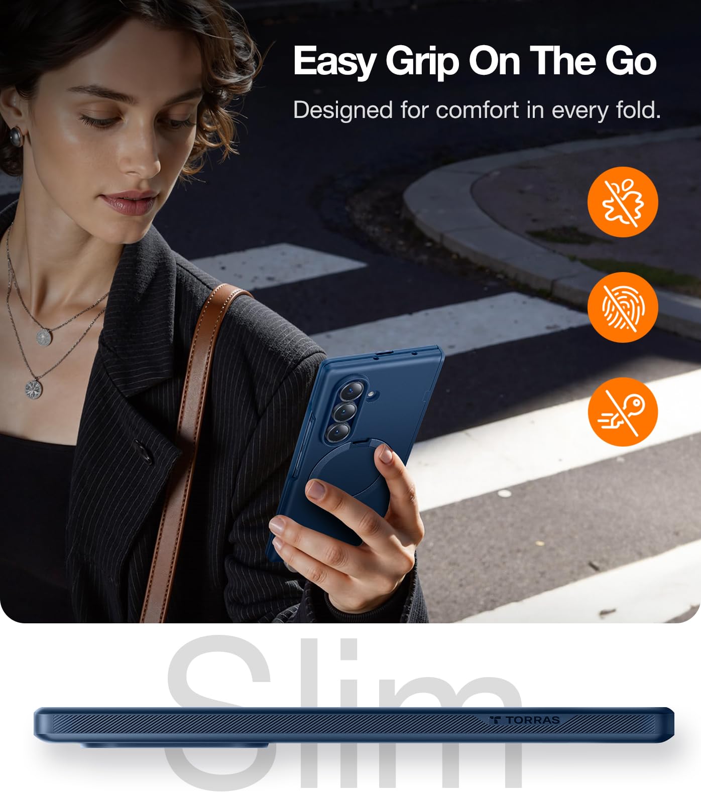 Amazon.co.jp: TORRAS 360 スピン磁気スタンド Galaxy Z Fold 7 ケース