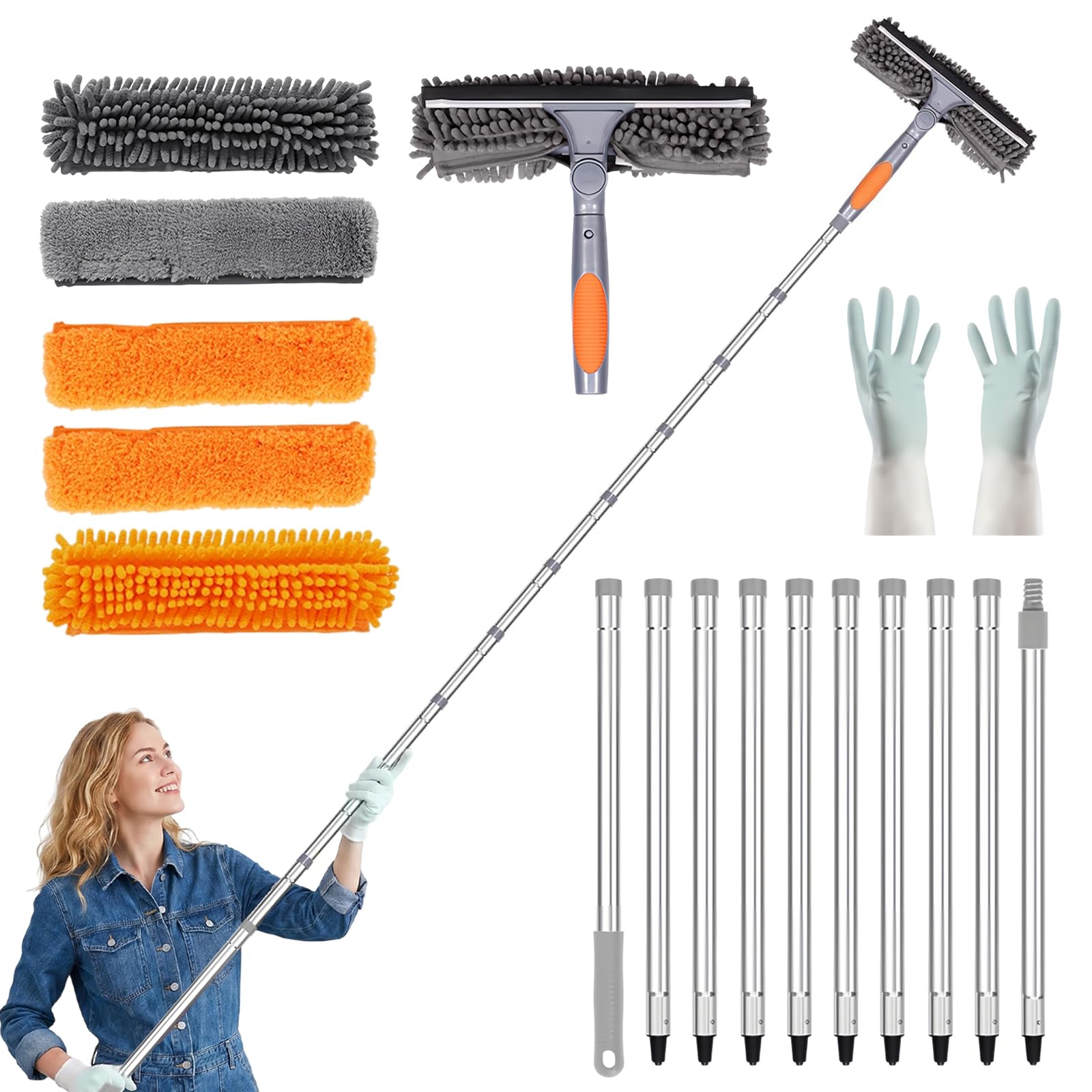 Kit de nettoyage de fenêtre télescopique pour laver les vitres en hauteur