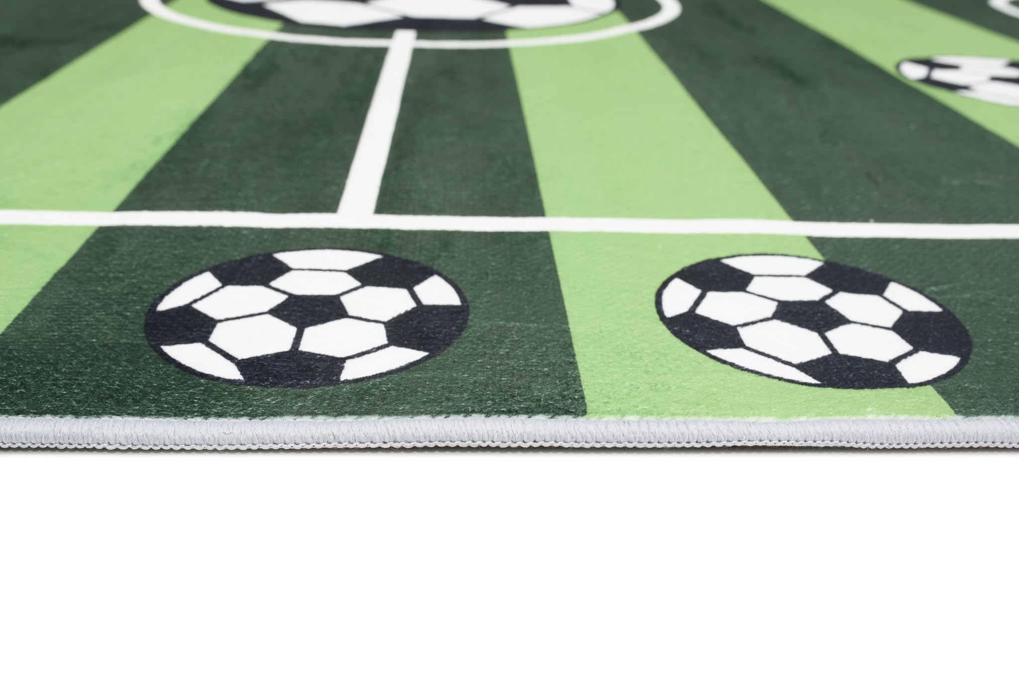 TAPISO Flannel Tapis Chambre Enfant Bébé Fille Garçon Antidérapant Lavable Vert Blanc Noir Tapis de Jeux Terrain de Football Poils Ras Oeko-TEX Résistant 200 x 300 cm