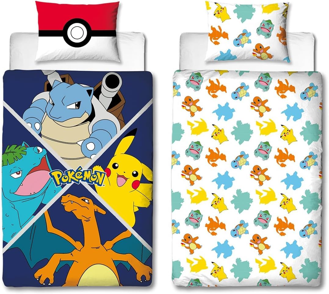 Pokemon 'Action' Single Duvet Set - Large Print Design
