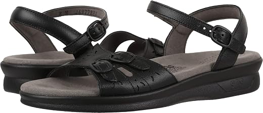 SAS Duo Strap Sandals for Women - Leather Upper with Laser Cut Details, Sturdy and Breathable Casual Sandals