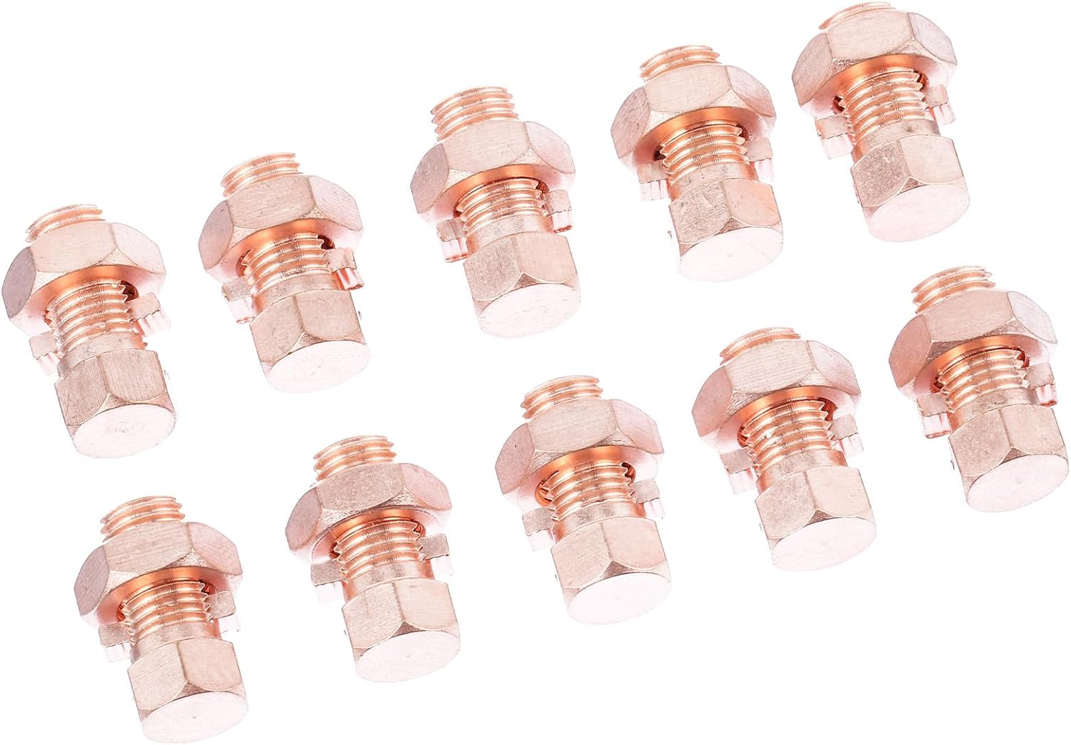 Veemoon 10pcs Copper Grounding Split Bolt Connector Split Bolt Clamp for Electrical Wire Splice High Strength Connector Suitable for Electrical Bonding