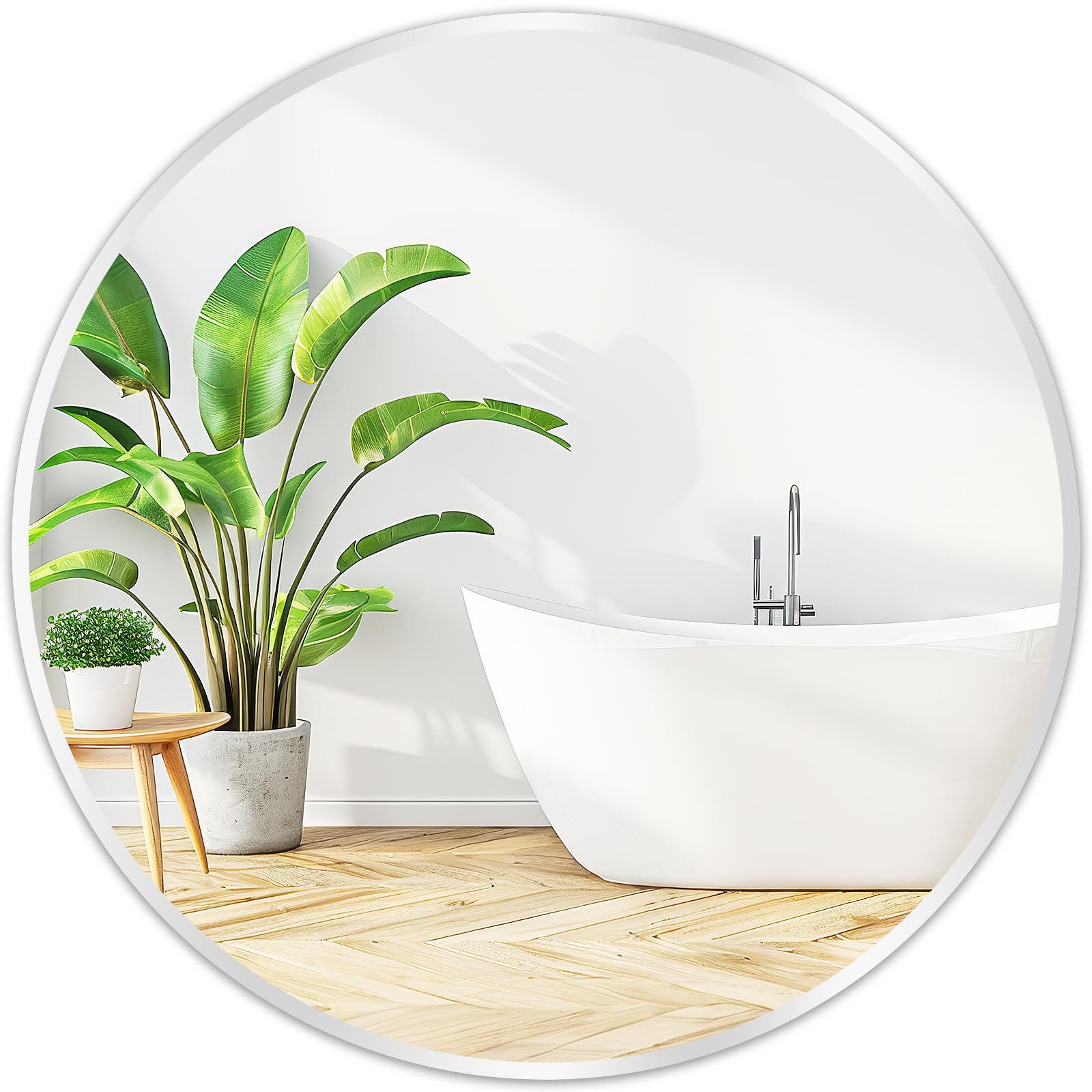 Silver Round Mirror 20 Inch, Wall Circle Mirror for Bathroom, Brush Chrome