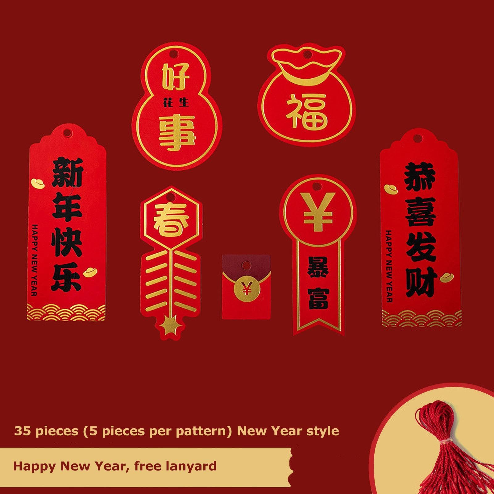 Chinees Nieuwjaar decoraties | Chinese hanger lente festival ornamenten cadeaubon rode hangtag, lente festival ornamenten geluksfiguur hangers voor auto, huis, boomdecoratie Zceplem