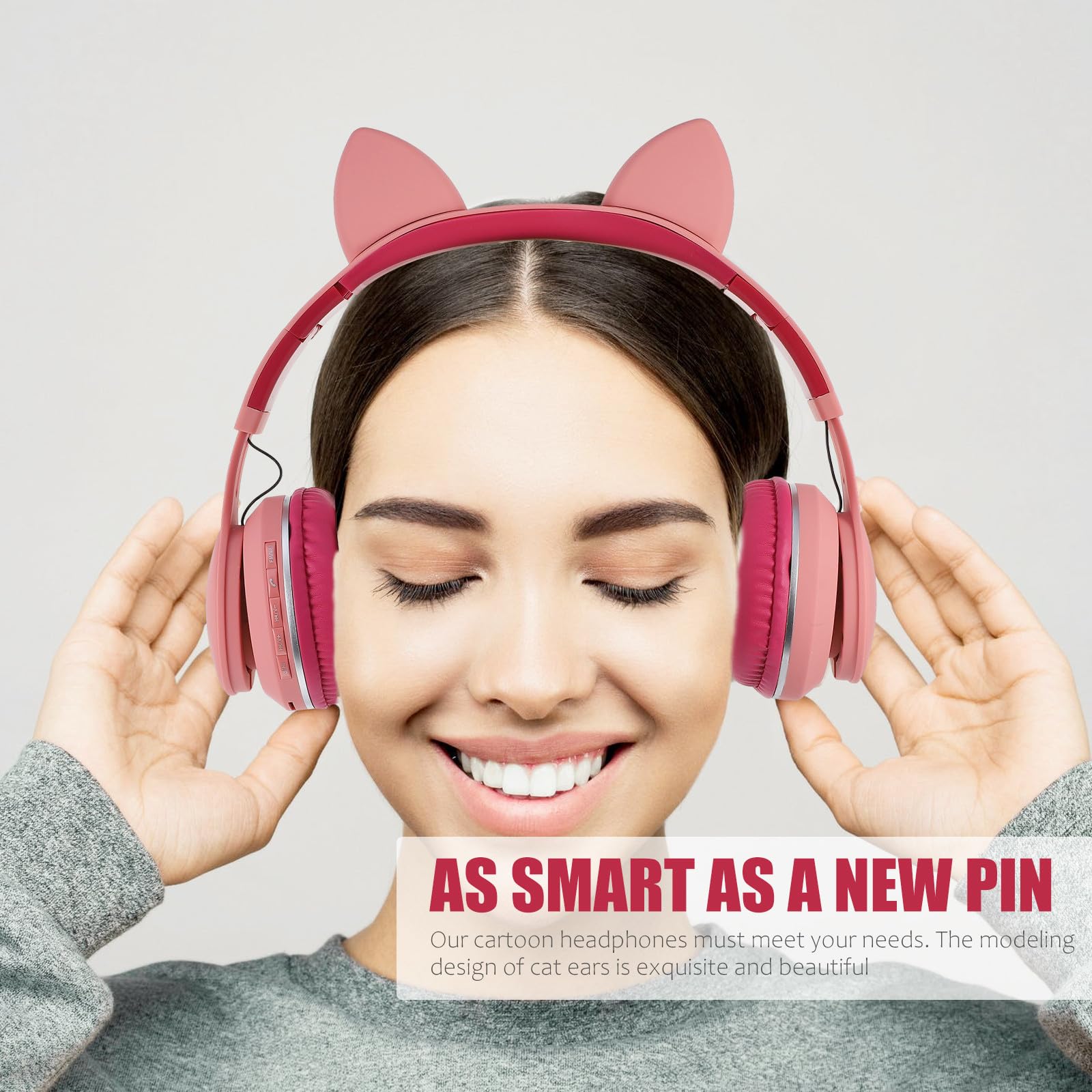 VICASKY Auriculares Inalámbricos Orejas de Gato, Diadema Ajustable