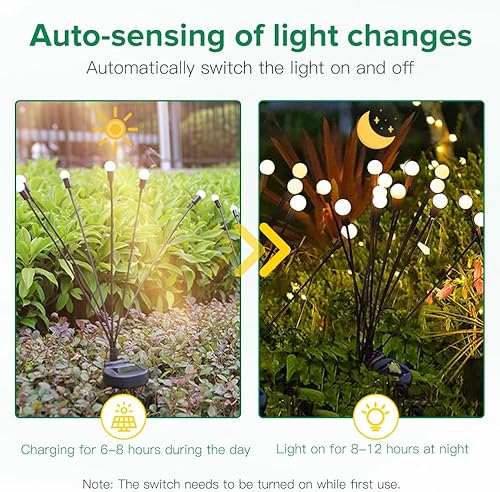 Miniatura 2 de Luces solares de jardín al aire libre, luz solar oscilante para exterior, 6 luces LED impermeables de luciérnaga, luz de decoración de jardín