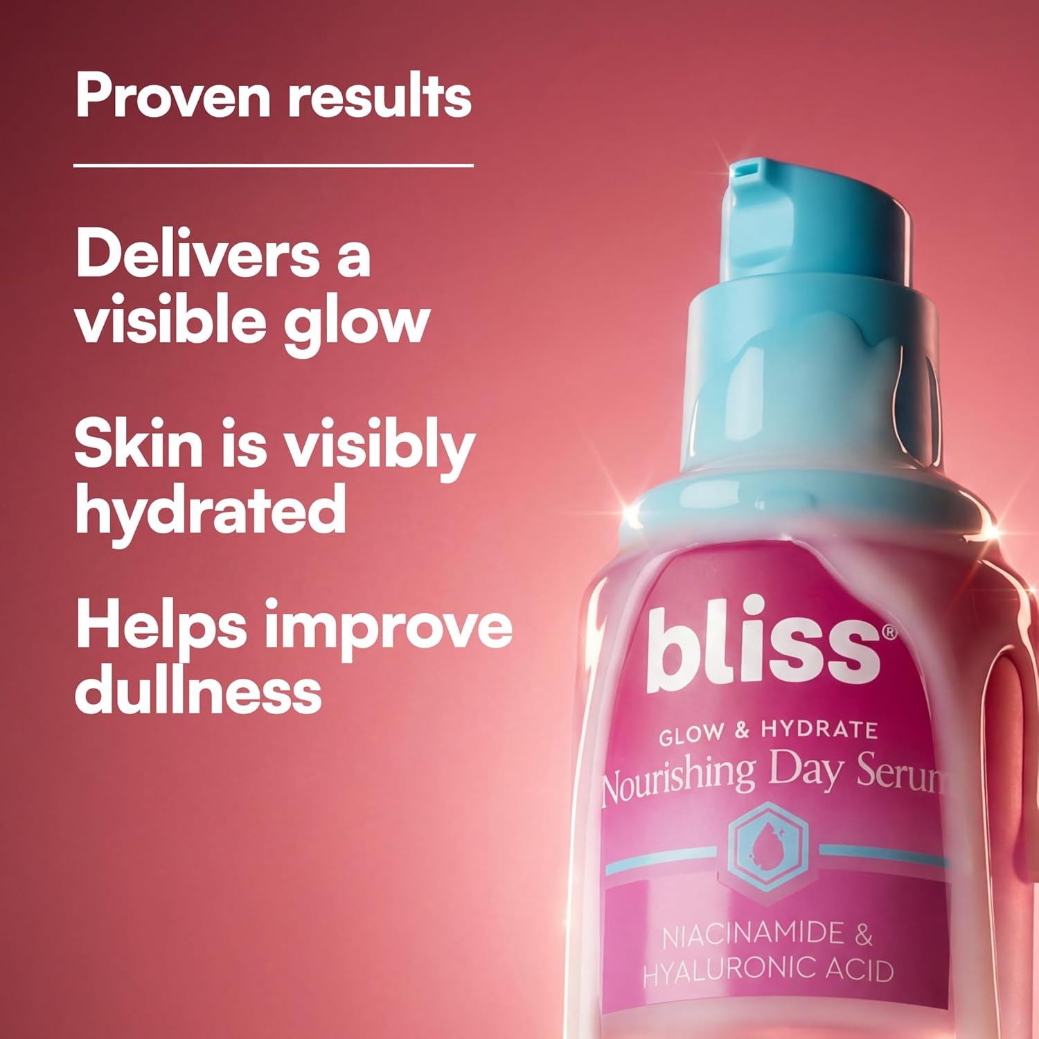 Bliss Glow & Hydrate Serum – Niacinamide + Hyaluronic Acid Face Serum with Vitamin E – Hydrating & Brightening Serum for Dull Skin, Pores & Uneven Tone – Lightweight Daily Skincare, 1 Fl Oz