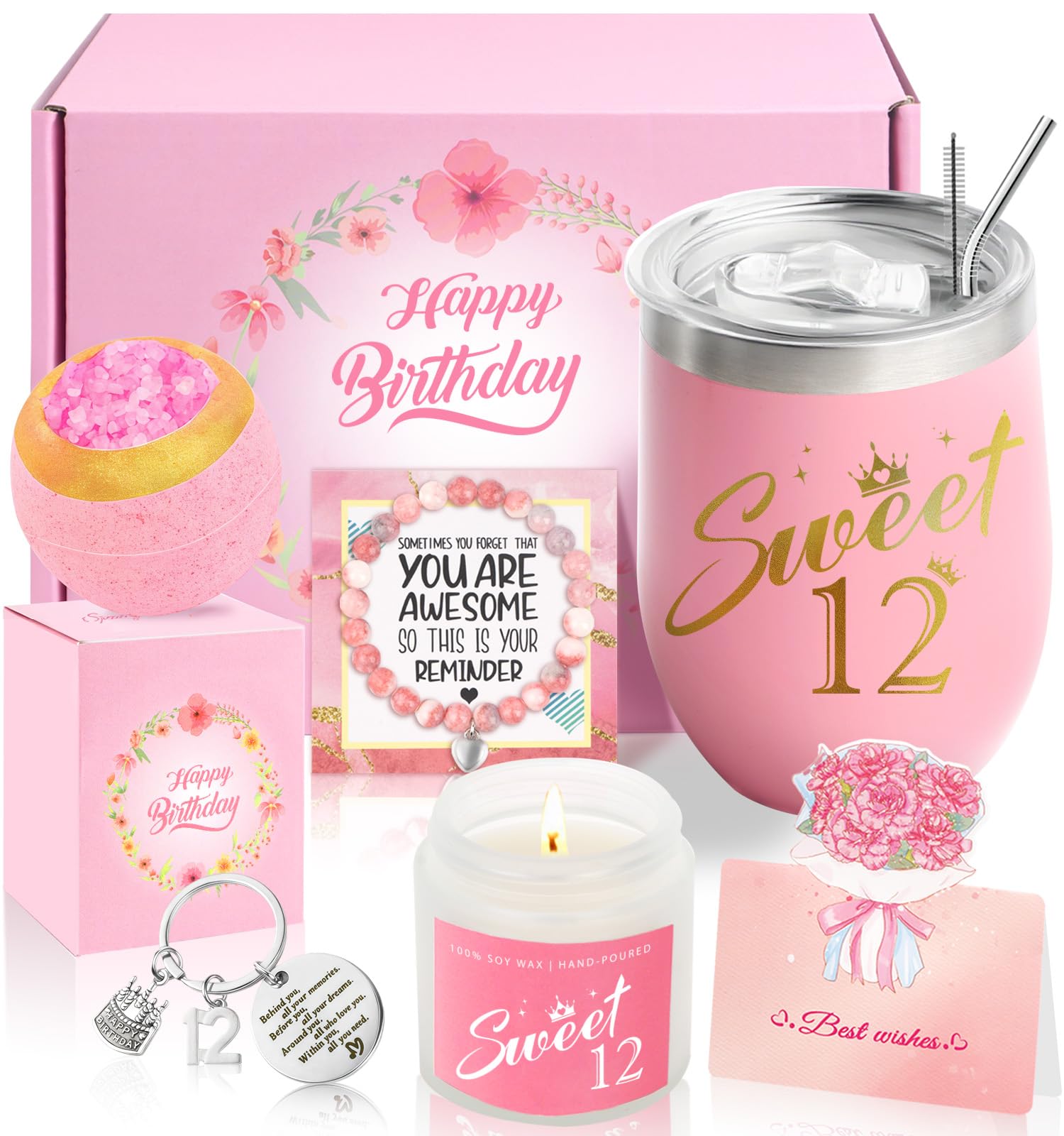 12 Year Old Girl Gifts, 12th Birthday Gifts for Girls, Happy 12th Pamper Birthday Gift Basket Ideas Set for Daughter, Niece, Granddaughter, Sister Her Teens