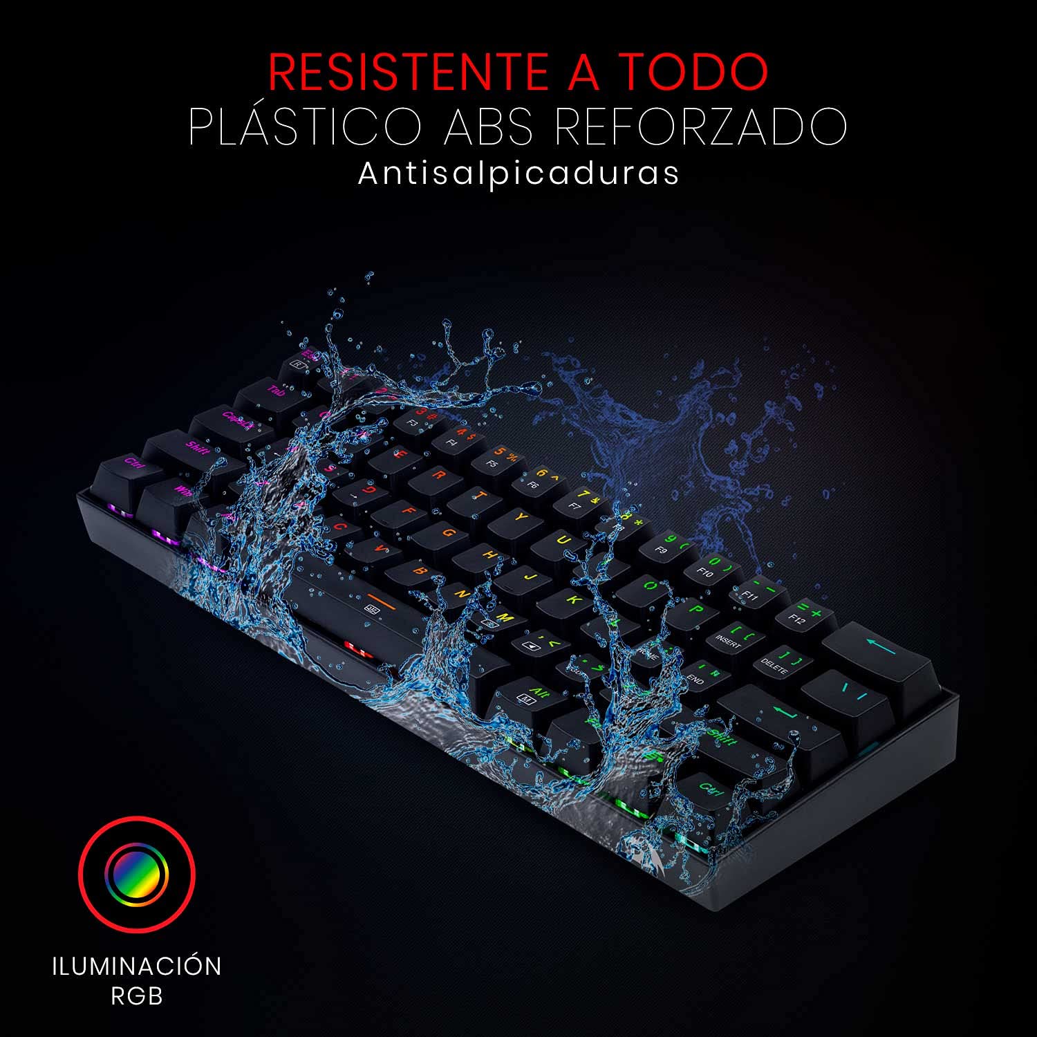 Redragon K630 RGB Dragonborn 60% Teclado Mecánico Gaming - Iluminacion RGB - Compacto - 61 Teclas -TKL - Teclado Gamer para Juegos - Interruptores Marrones -