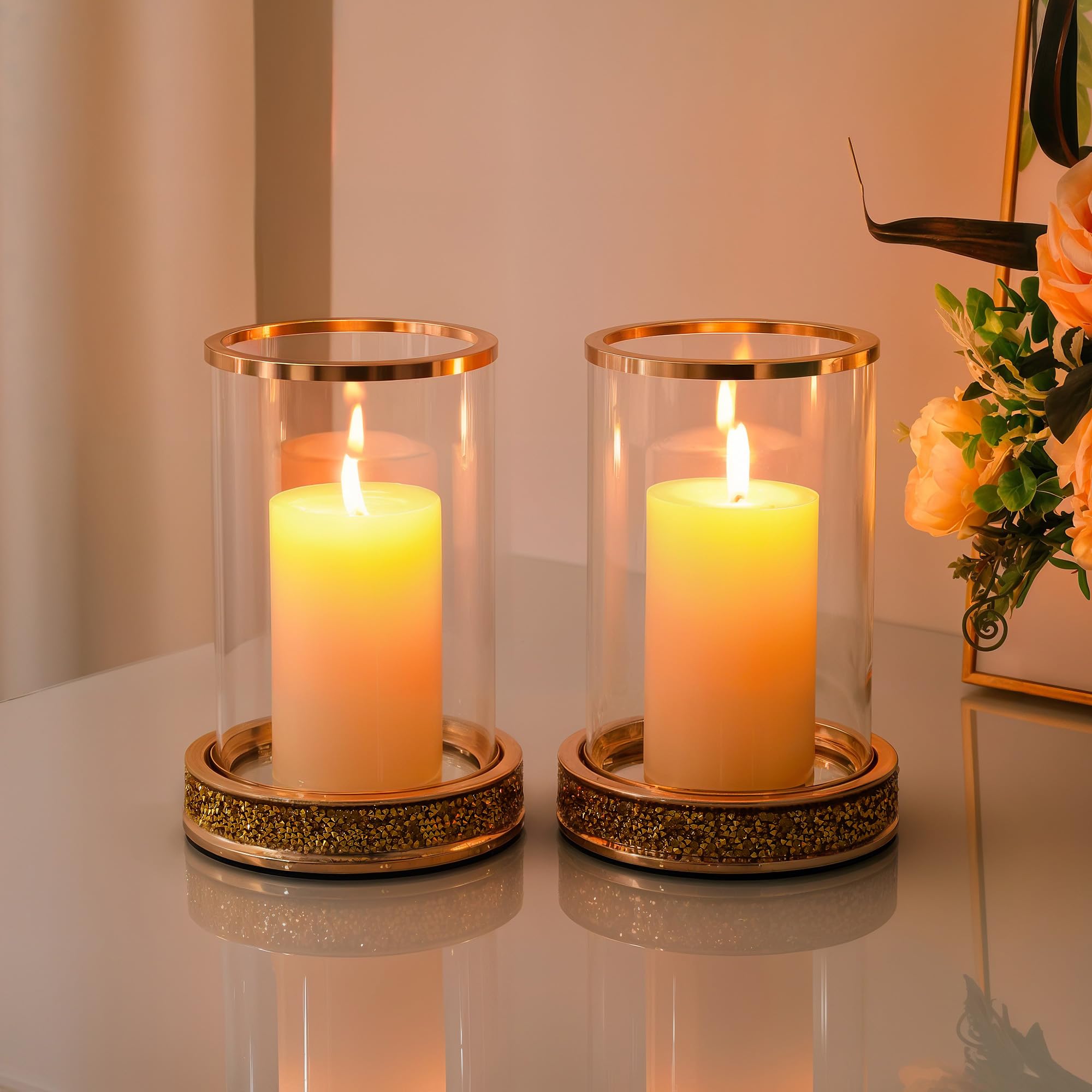 Pillar Candle Holder with Tempered Glass Panels, Hurricane Candle Stand for centerpiece crystal decoration for table wedding - Image 4