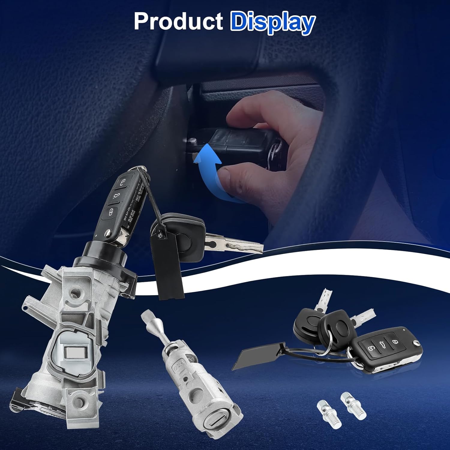 Ignition Assembly - Lock Cylinder Switch & Cylinder Housing & Door Lock Cylinder & Intelligent Remote Control Keys for VW Golf Eos Rabbit Tiguan Passat Jetta, Audi A3 TT R8, Seat Skoda, OE 1K0905851B